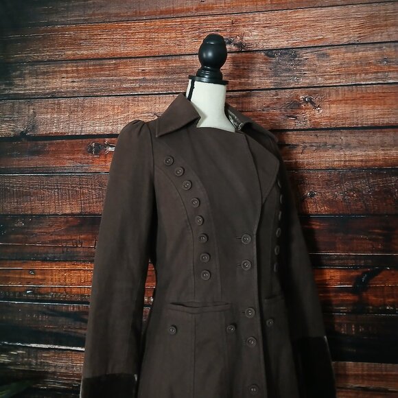 Elevenses Anthropologie Coat Jacket Size 2 Victorian Gothic Skirted Brown - Picture 7 of 9